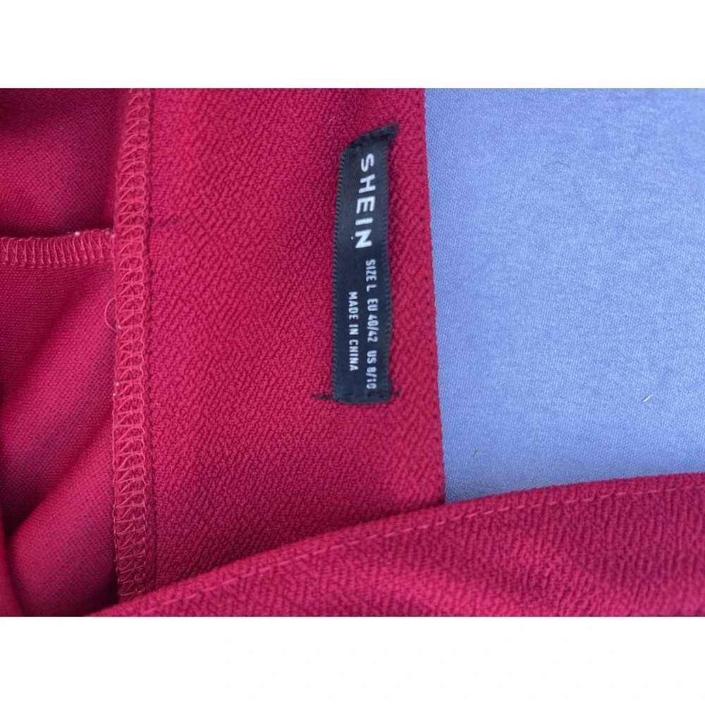 Wine Red Fit &‎ Flare Pinafore Mini Skirt Kawaii Ruffle Straps Sz L Overall